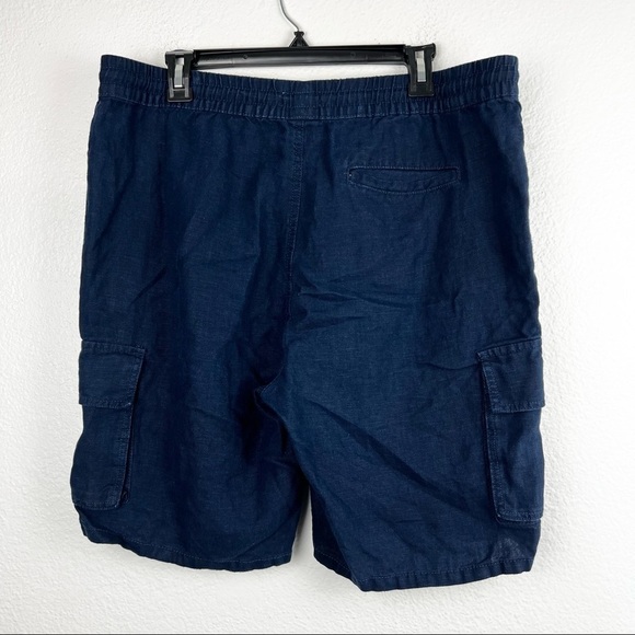 ONIA Navy Blue Tom Cargo Drawstring Shorts Cotton Linen Blend, Size XL - Picture 6 of 9